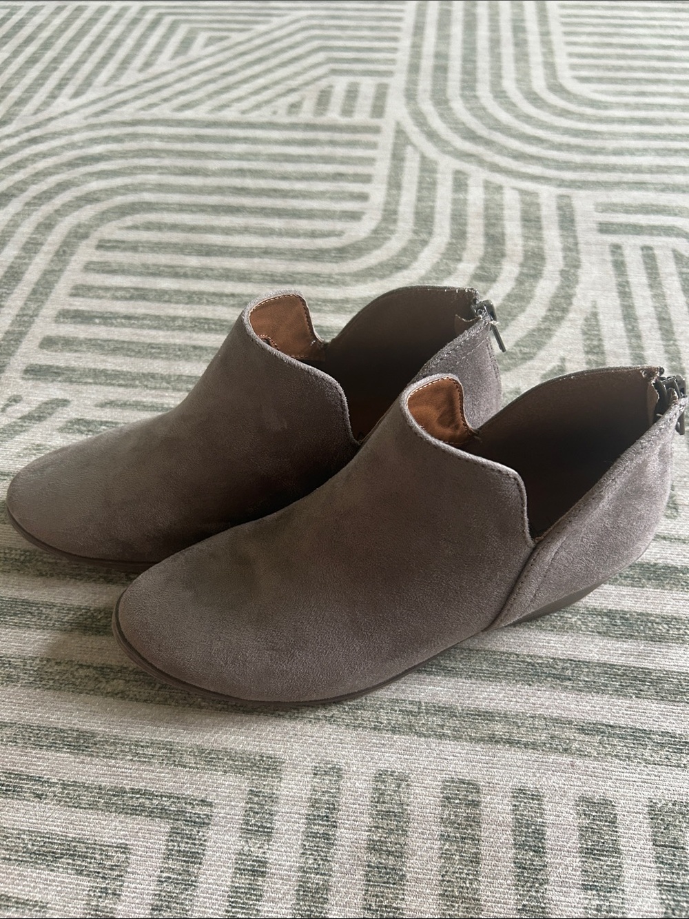 Women's Brown Suede Ankle Booties with Back Zip